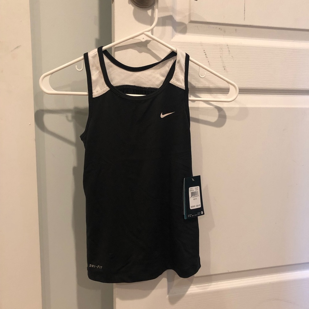 NWT Nike Dri-Fit Girls Size 6x Black White Tank